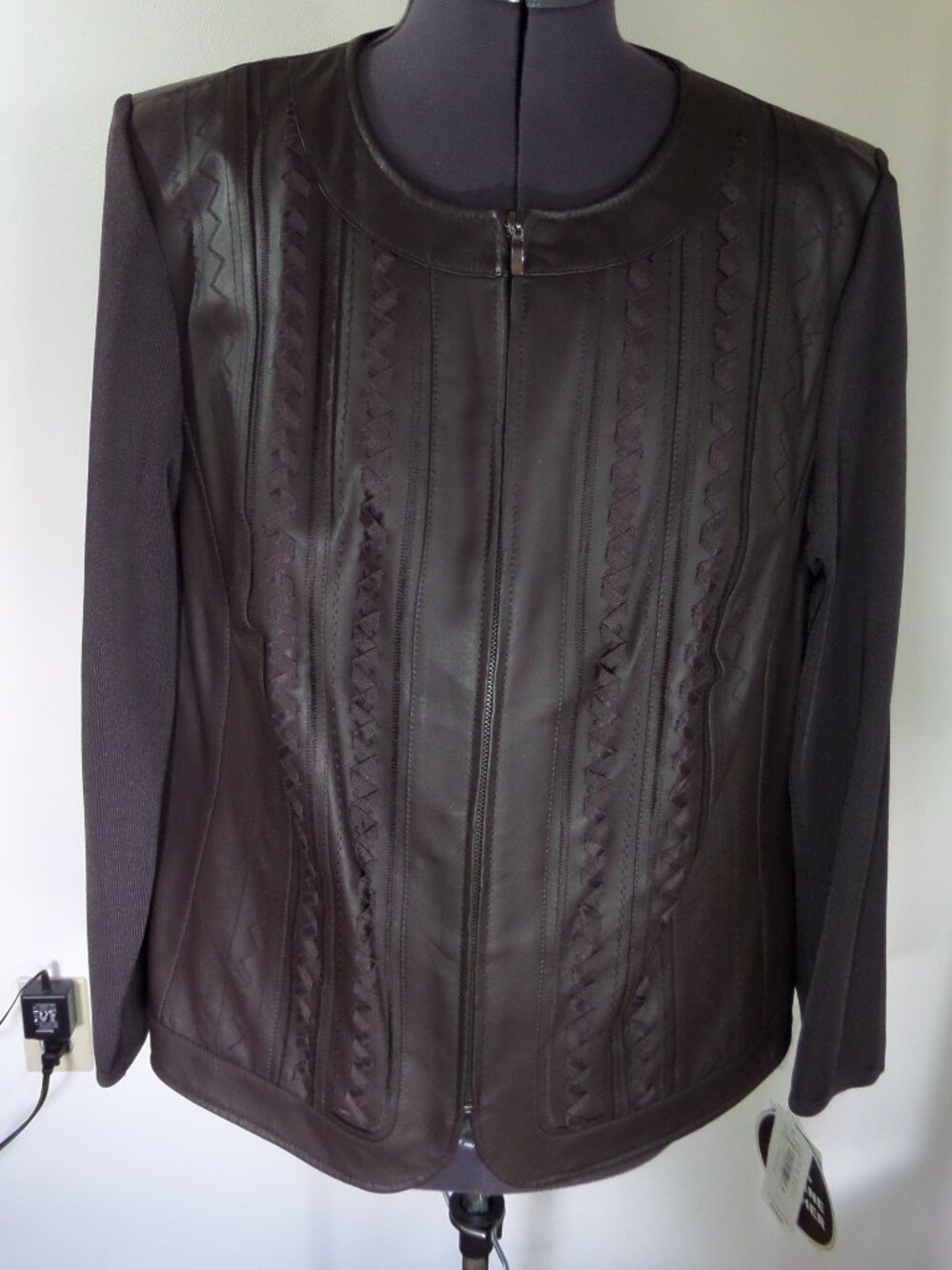 Nygard Collection Women's  Fall Winter Brown Leather Jacket Sweater   SZ  1X NWT